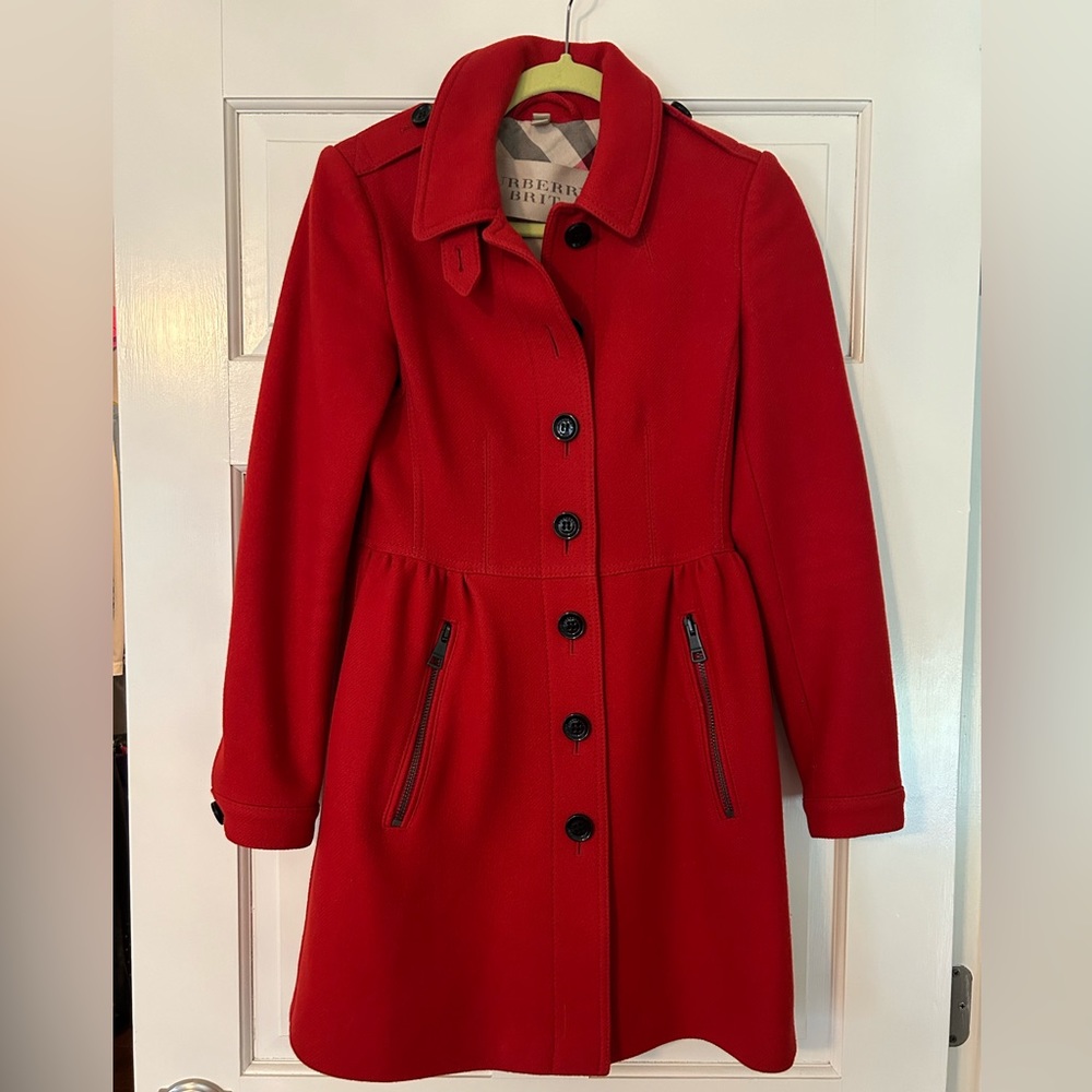 Burberry Brit size 6 red pea coat